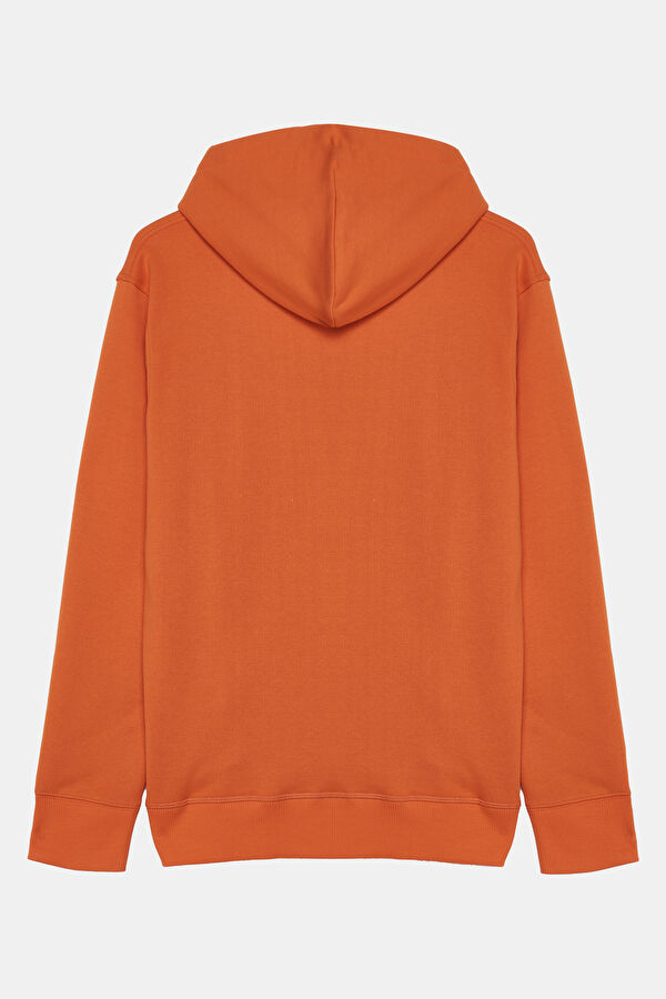 Turuncu Kapuşonlu Erkek Sweatshirt 2