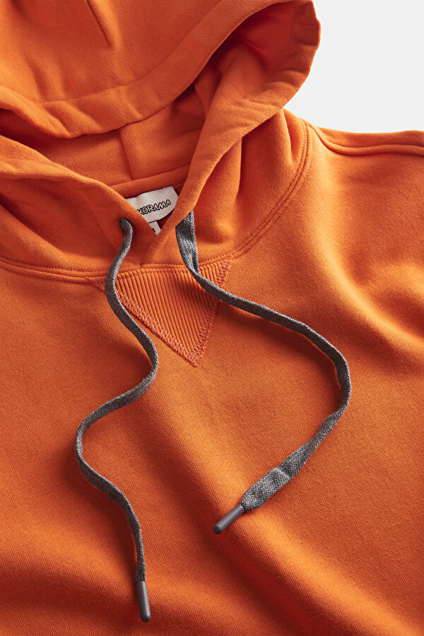 Turuncu Kapuşonlu Erkek Sweatshirt 3