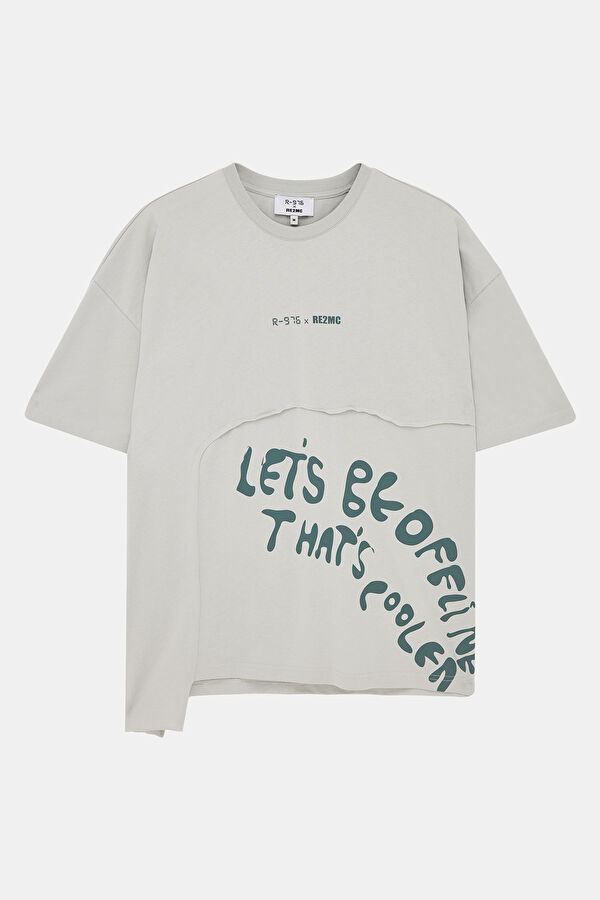 Light Grey Crew Neck Printed Men's T-Shirt