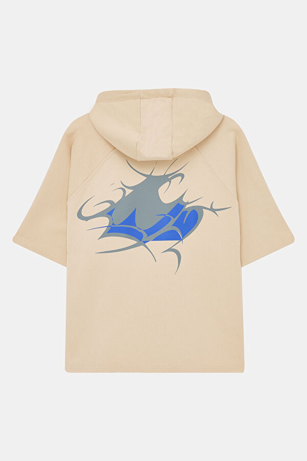 Bej Kapüşonlu Erkek Sweatshirt 2