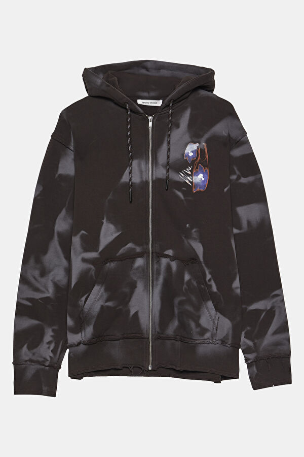 Koyu Kahve Relax Kalıp Kapuşonlu Erkek Sweatshirt 4