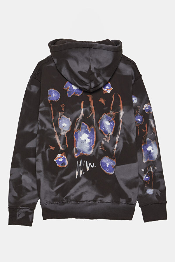 Koyu Kahve Relax Kalıp Kapuşonlu Erkek Sweatshirt 5