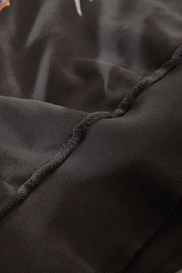 Koyu Kahve Relax Kalıp Kapuşonlu Erkek Sweatshirt 9