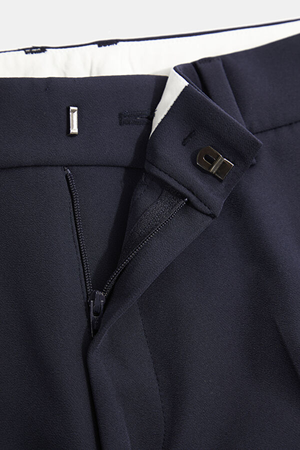 Navy Blue Straight Cut Trousers 3