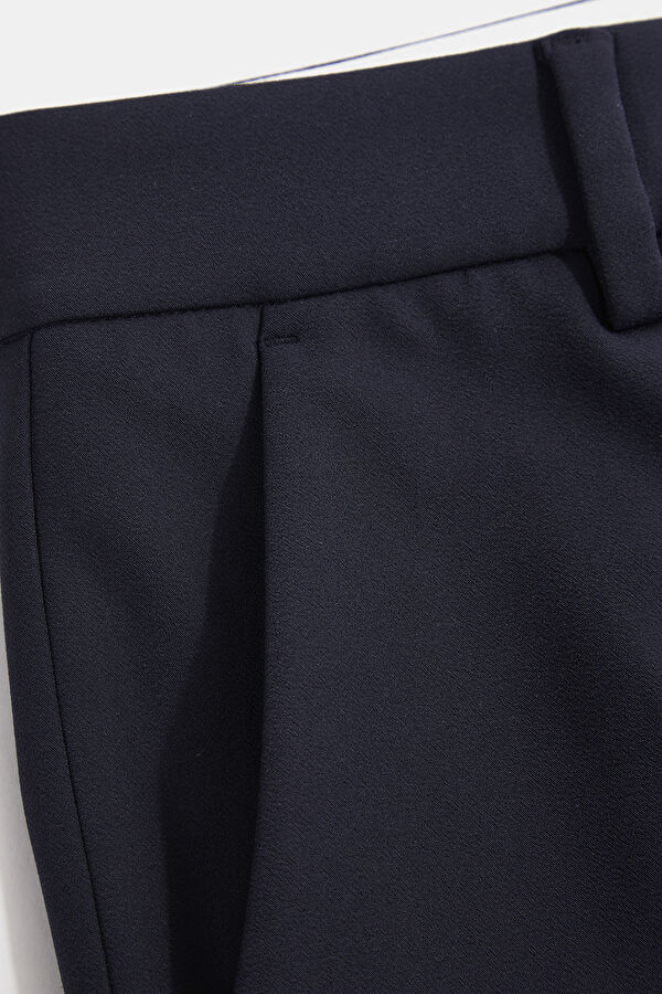 Navy Blue Straight Cut Trousers 4