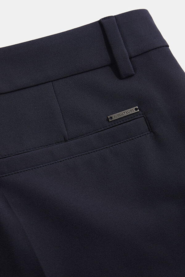 Navy Blue Straight Cut Trousers 5
