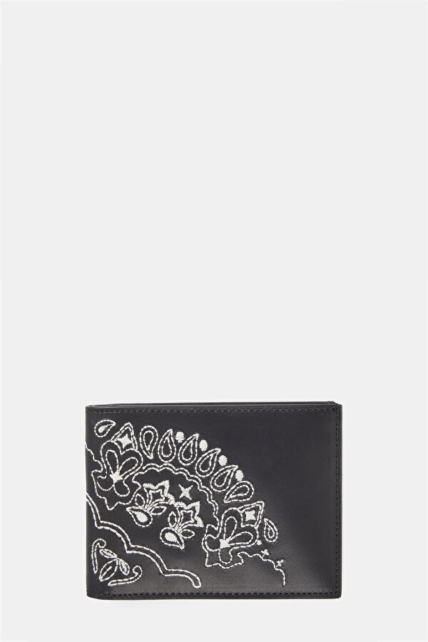 Black Patterned Leather Wallet