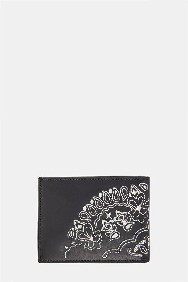 Black Patterned Leather Wallet 2