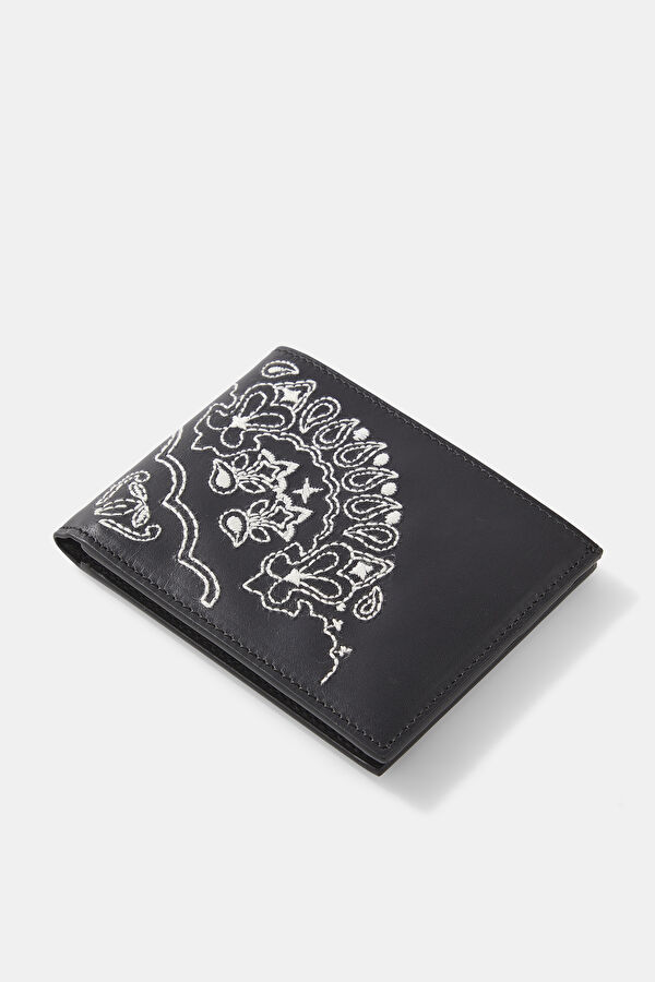 Black Patterned Leather Wallet 3