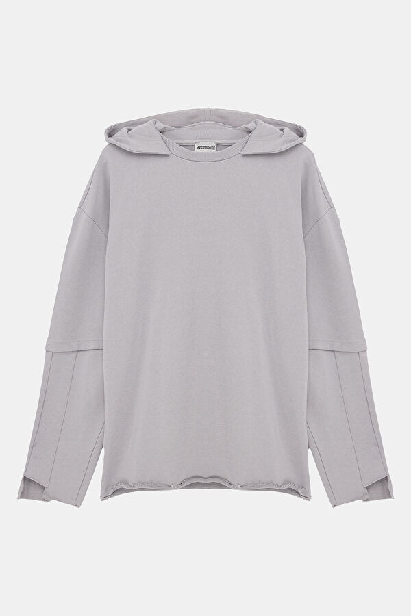 Gri Kapüşonlu Erkek Sweatshirt 3