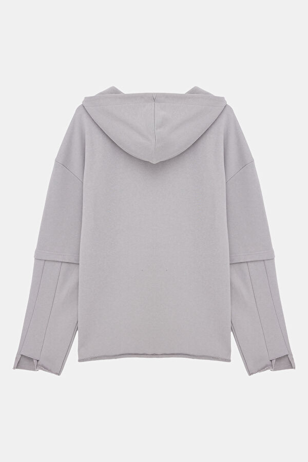 Gri Kapüşonlu Erkek Sweatshirt 4