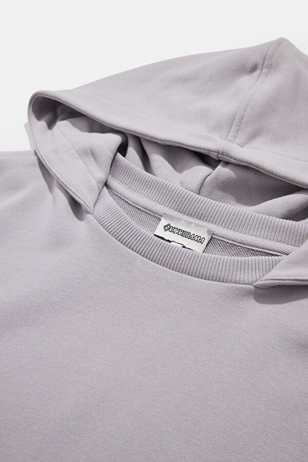 Gri Kapüşonlu Erkek Sweatshirt 6