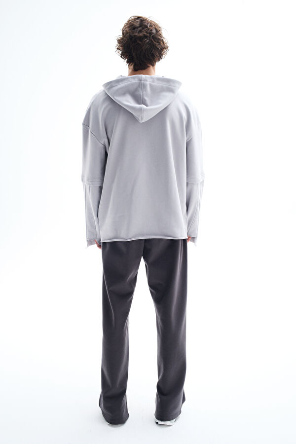 Gri Kapüşonlu Erkek Sweatshirt 2