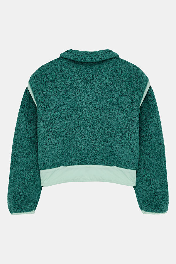 Courtside Fleece Su Yeşili Relax Kalıp Balıkçı Yaka Kadın Sweatshirt 2