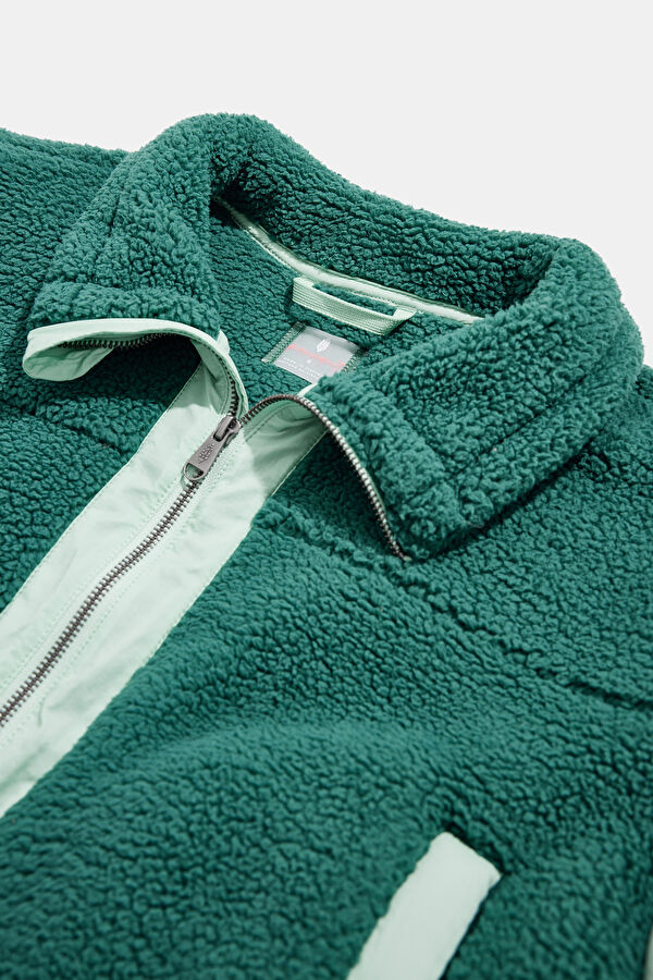 Courtside Fleece Su Yeşili Relax Kalıp Balıkçı Yaka Kadın Sweatshirt 3