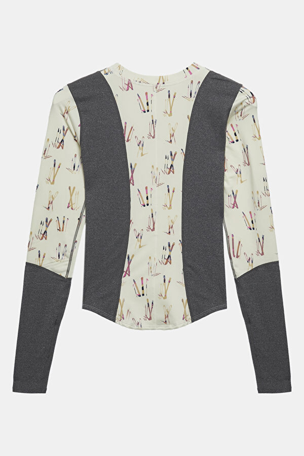 Cream Patterned Women's Blouse 2