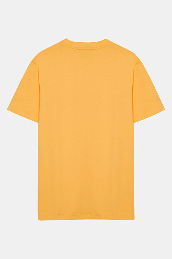 Sarı Bisiklet Yaka Desenli Erkek T-Shirt 5