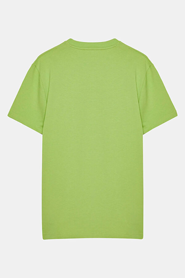 Yeşil Bisiklet Yaka Desenli Erkek T-Shirt 5
