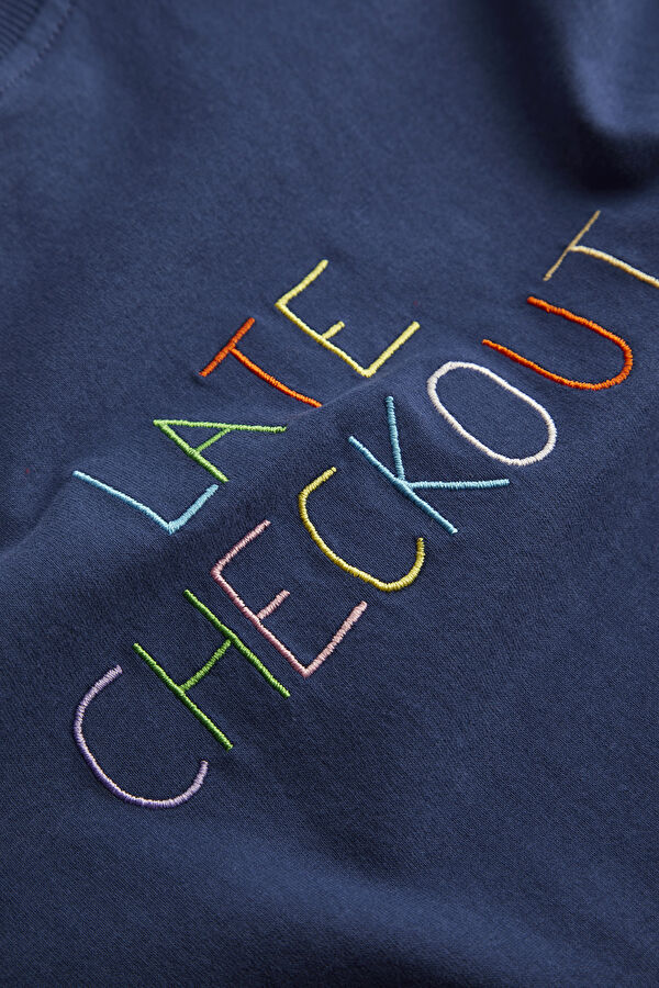 Lacivert Bisiklet Yaka Desenli Erkek T-Shirt 4