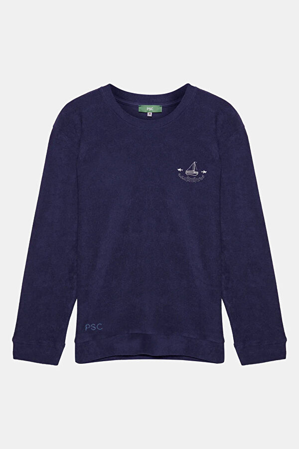 Lacivert Bisiklet Yaka Erkek Sweatshirt