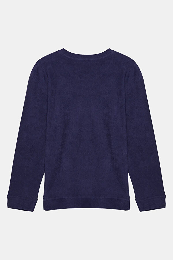 Lacivert Bisiklet Yaka Erkek Sweatshirt 2