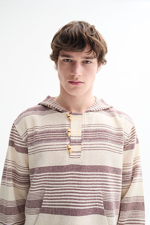 Çok Renkli Kapuşonlu Erkek Sweatshirt