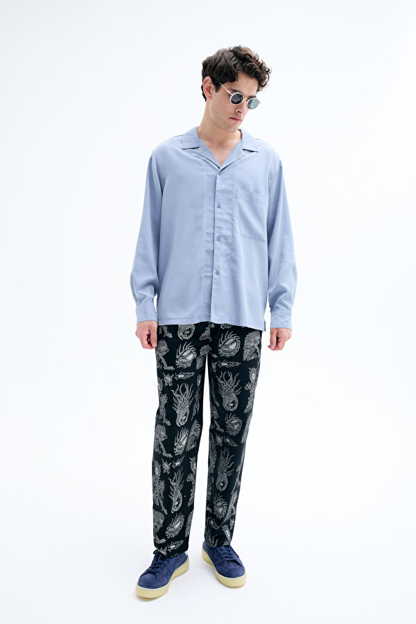 Relax Fit Blue Regular Men's Shirt