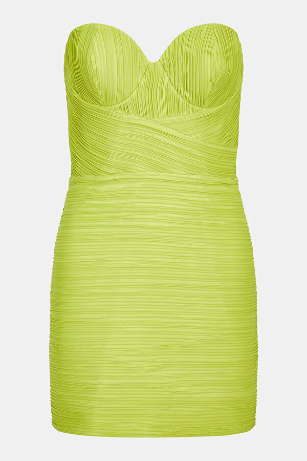 Green Pleated Mini Dress for Women