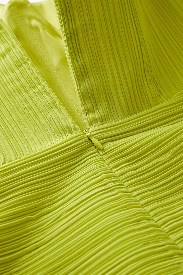 Green Pleated Mini Dress for Women 3