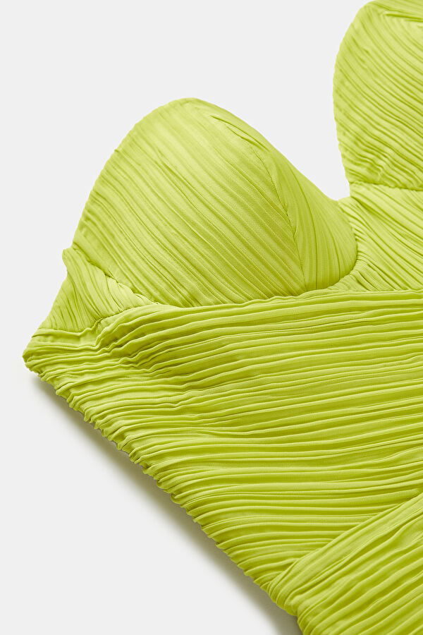 Green Pleated Mini Dress for Women 4