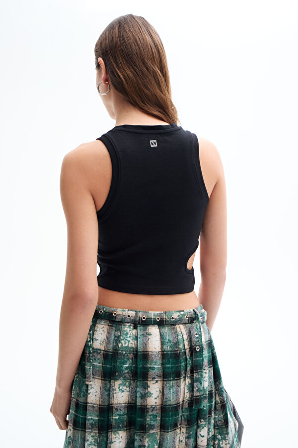 Siyah Halter Yaka Kadın T-Shirt 2