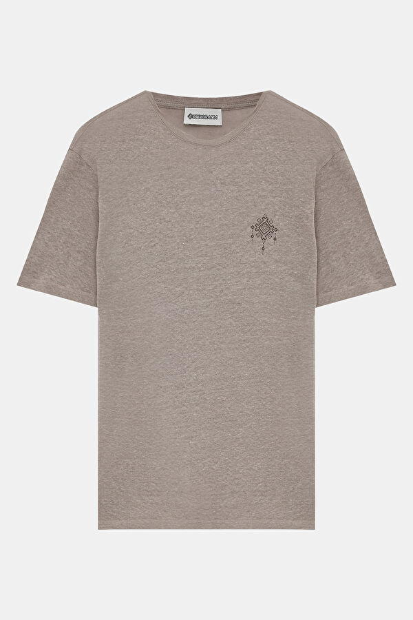 Mink Crew Neck Printed Linen Men's T-Shirt