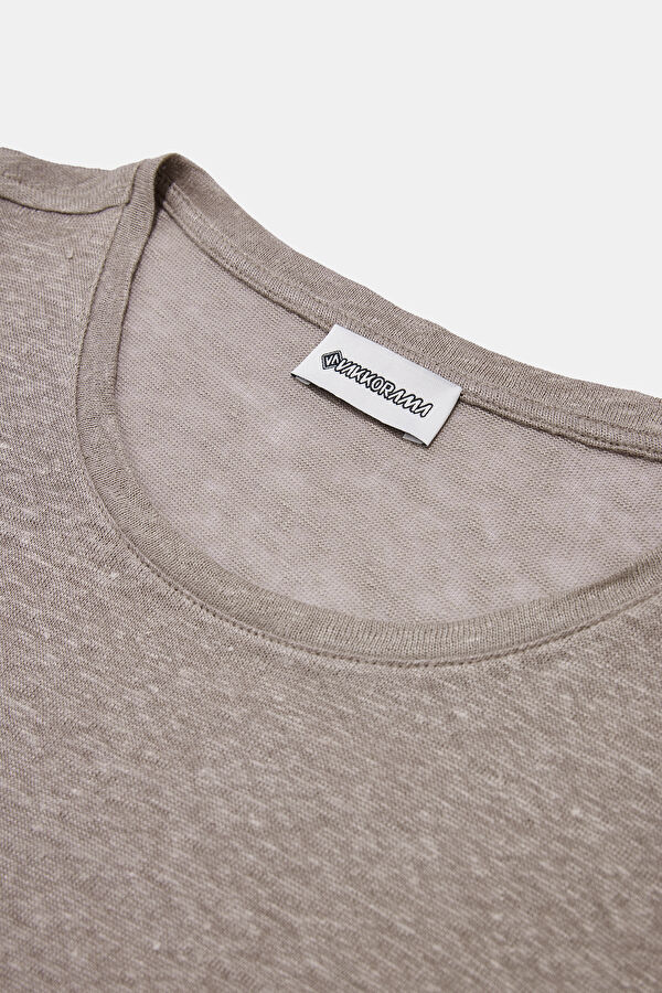 Mink Crew Neck Printed Linen Men's T-Shirt 3