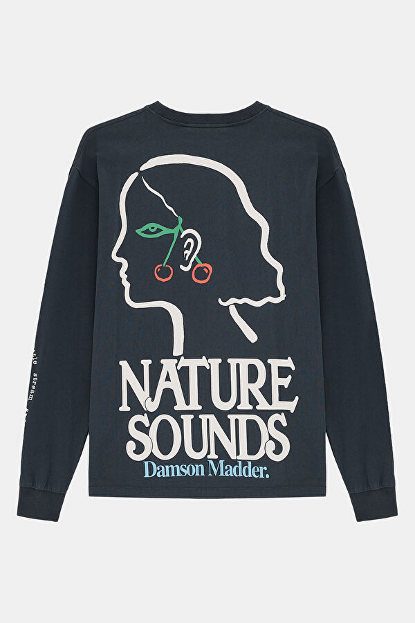 Koyu Gri Relax Kalıp Bisiklet Yaka Sweatshirt 2