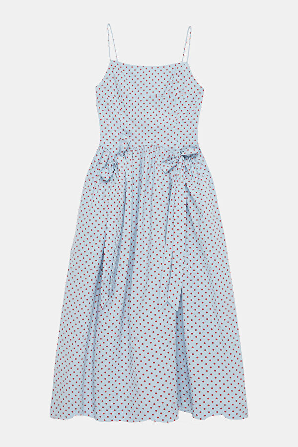Blue Patterned Midi Women's Dress