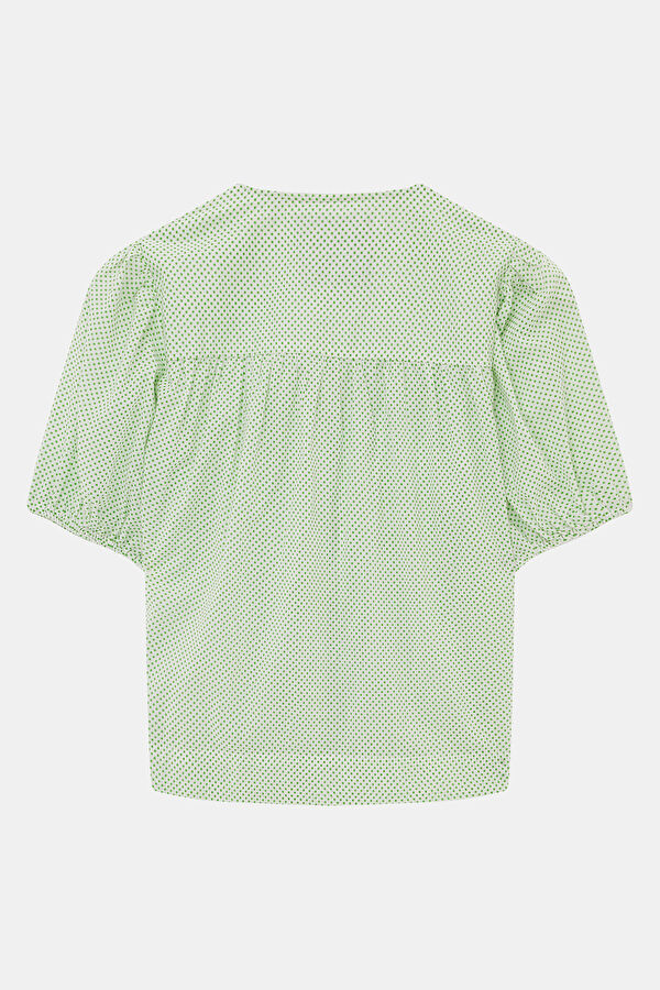 Green Short Sleeve Blouse 4