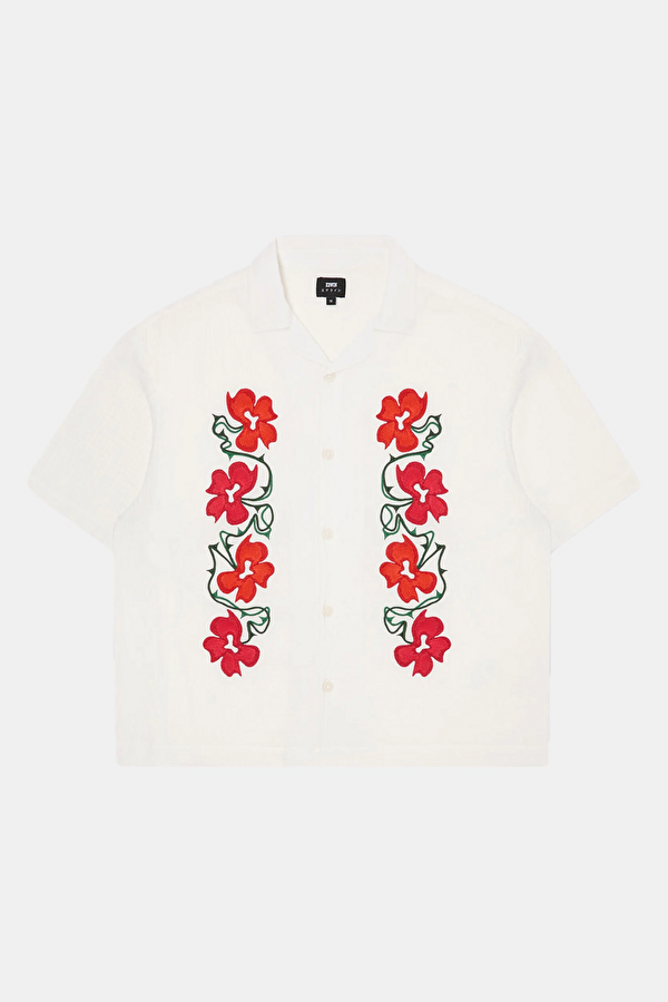 Relaxed Fit Retro Men's Shirt with Off-White Pattern