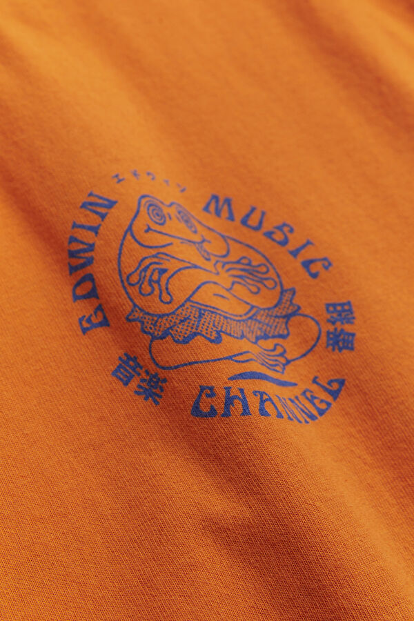 Relax Kalıp Turuncu Bisiklet Yaka Baskılı Erkek T-Shirt 6