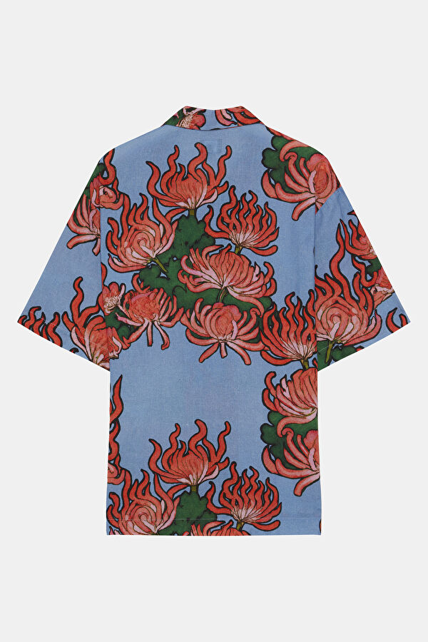 Kiku Relax Fit Multicolored Patterned Retro Linen Cotton Men's Shirt 2