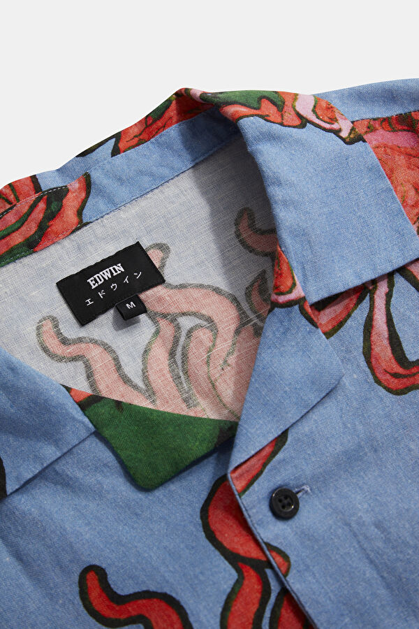 Kiku Relax Fit Multicolored Patterned Retro Linen Cotton Men's Shirt 3
