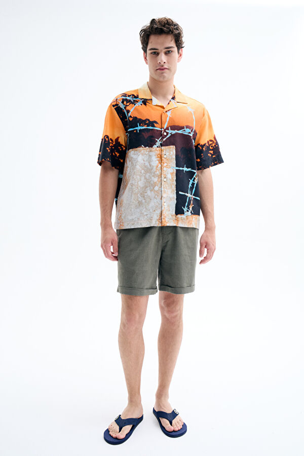 Relaxed Fit Multicolored Patterned Men's Shirt