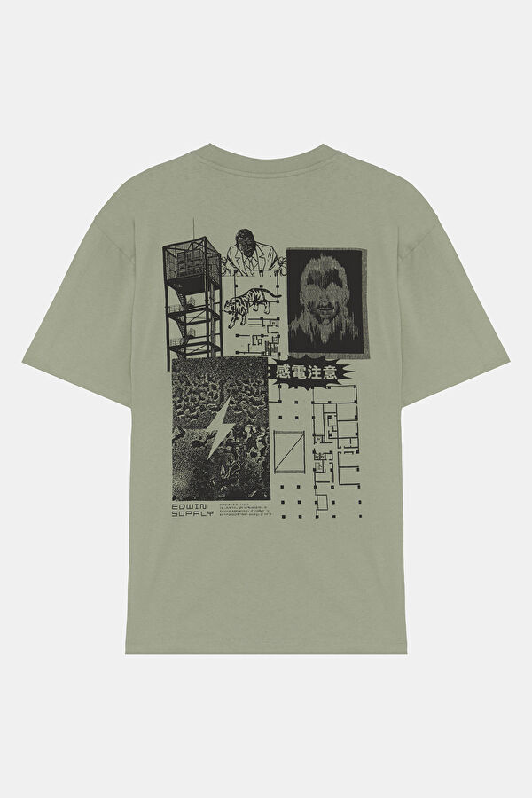 Relax Kalıp Açık Yeşil Bisiklet Yaka Baskılı Erkek T-Shirt 2