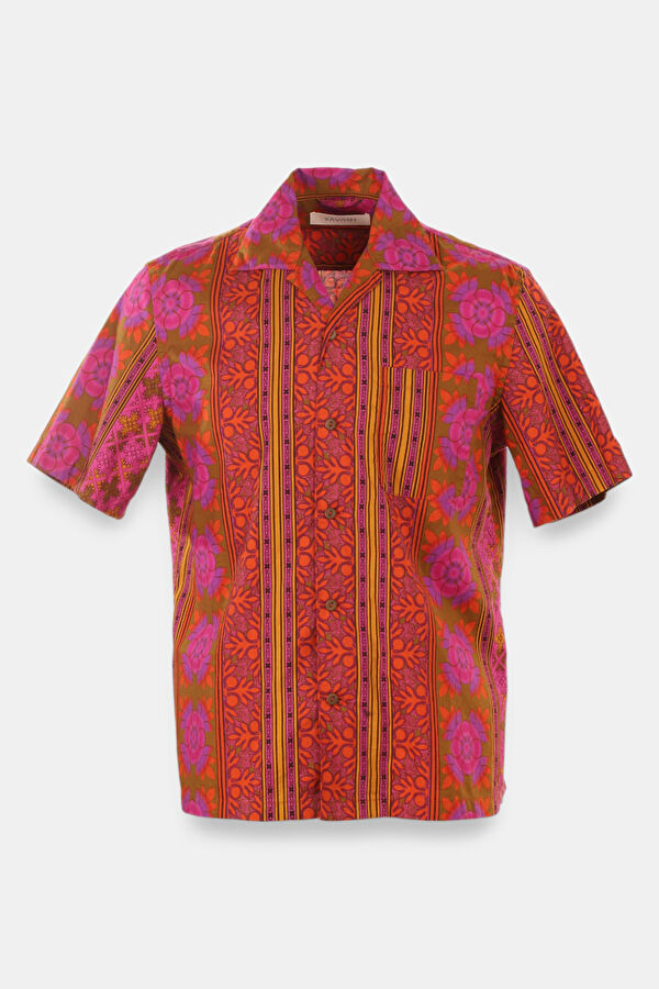 Relax Kalıp Çok Renkli Desenli Retro Gömlek 4
