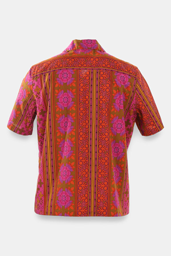 Relax Kalıp Çok Renkli Desenli Retro Gömlek 5