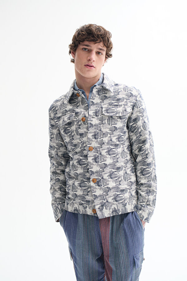 Relax Fit Multicolor Design Filled Jacket
