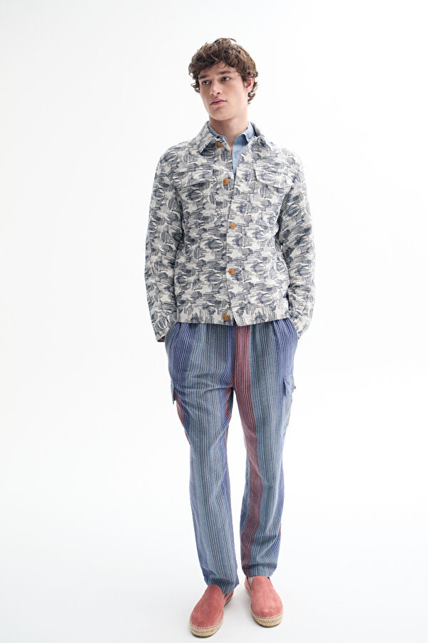Relax Fit Multicolor Design Filled Jacket 2