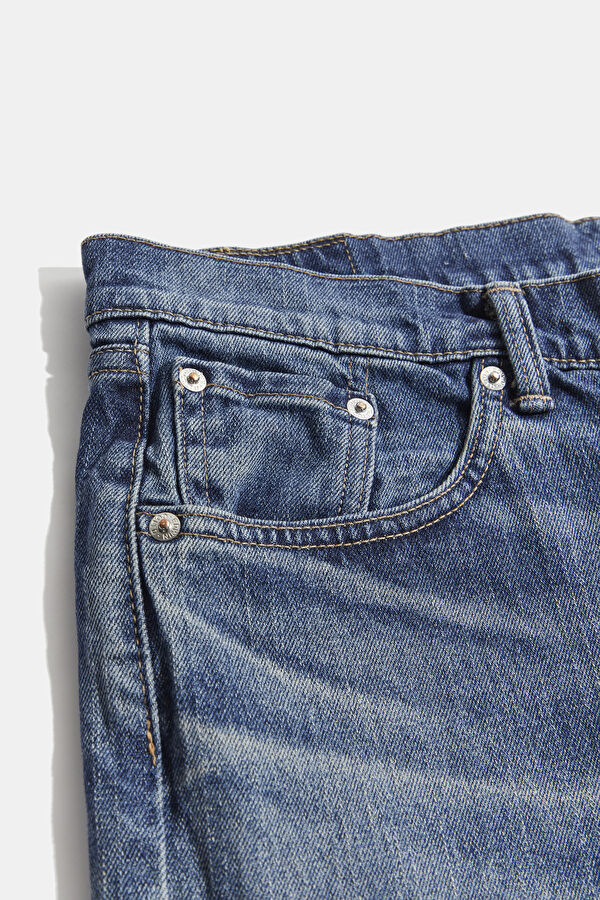 Relax Kalıp İndigo Boru Paça Jean Erkek Pantolon 4