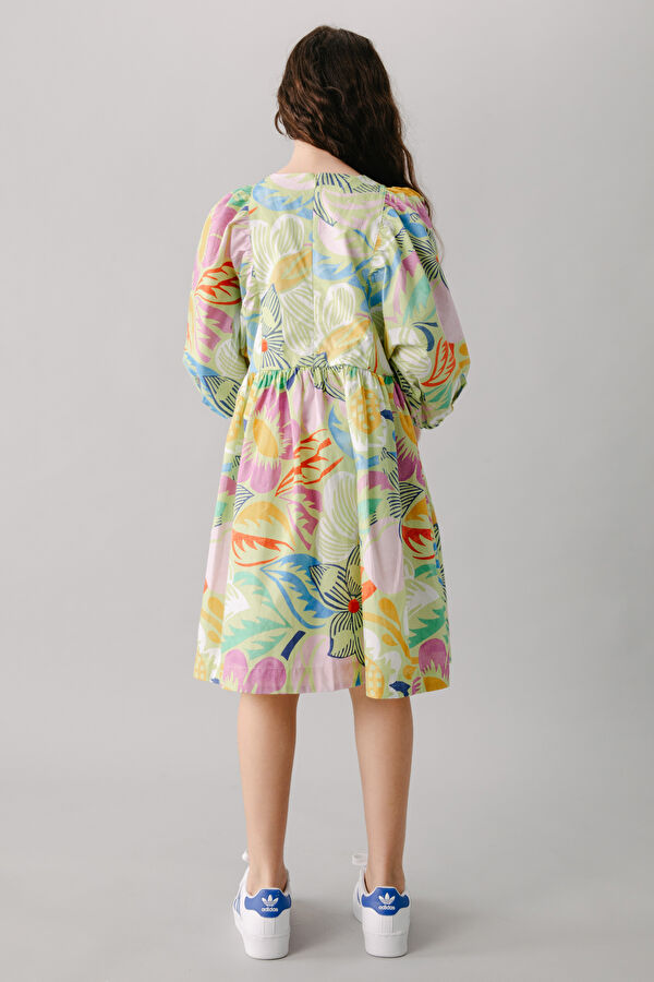 Multicolored Patterned Midi Kids Dress 3