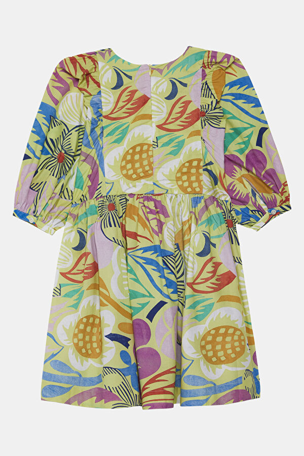 Multicolored Patterned Midi Kids Dress 5