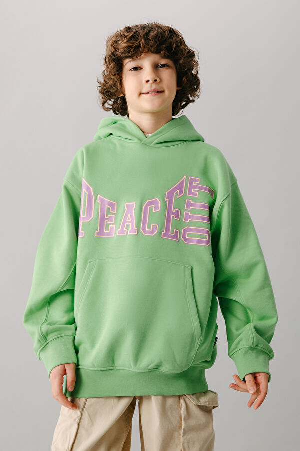 Yeşil Bisiklet Yaka Çocuk Sweatshirt